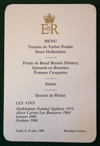 Antique royal lunch - menu, queen