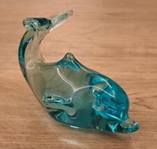 Glass Clear Blue 4" Dolphin