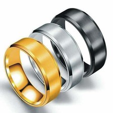 Titanium Steel Rings for Men Wedding Ring Cool Simple Band Engagement Gift 8mm