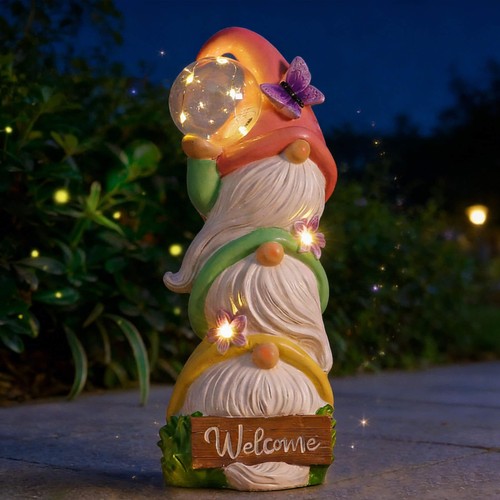 Large solar garden gnome - solar,