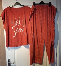 Ladies Christmas Pyjama Two Piece Set Plus Size 24/26 24" Inside Leg