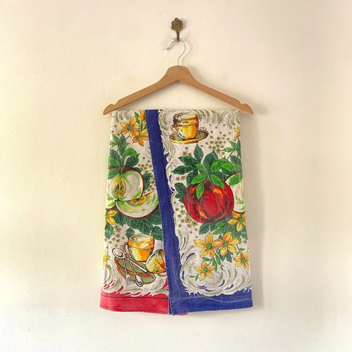 Pair vintage cotton tea towels - pair,