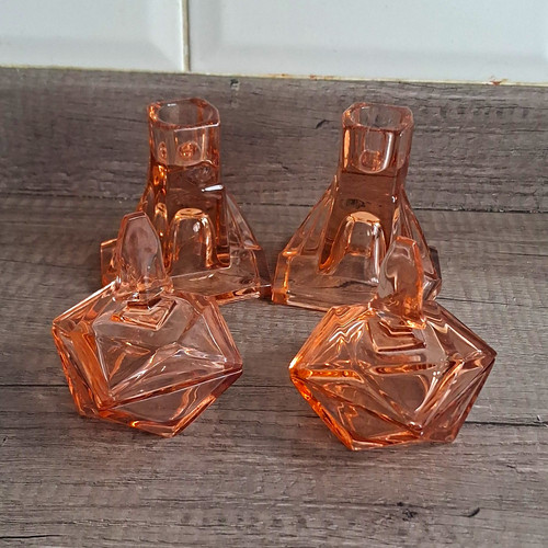 Vintage art deco pink pressed - deco,