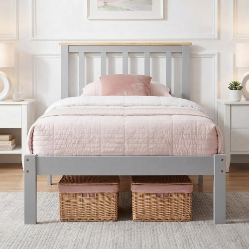 Stylish grey wood single bed - single,