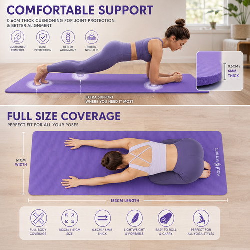 Purple large yoga mat 8mm - large,