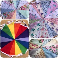 HANDMADE FABRIC BUNTING.Vintage florals,ginghams.Weddings banners.Rainbow,white.