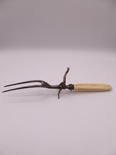 Antique Carving Fork w/ Celluloid Bakelite Handle Hand Guard Kickstand 10"