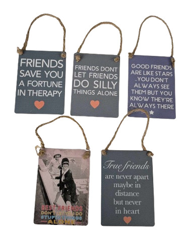 Hanging mini metal sign jute - hanging,