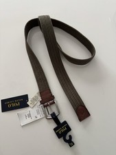 New POLO RALPH LAUREN Men's Green Belt Braided Brown Leather Trim. Size XL