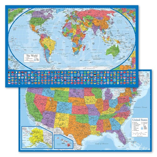 Pack laminated world map - -,