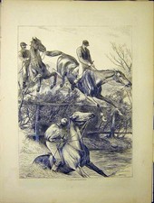 Original Old Antique Print