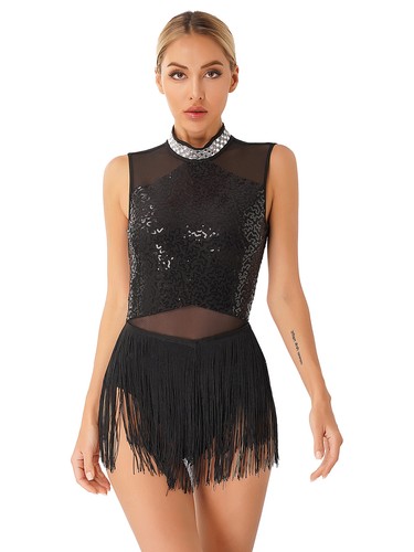 Women fringe leotard sequin - fringe,