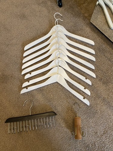 White wooden hangers tie - hangers,
