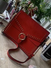 Gorgeous Red Topshop Bag, Faux Suede/leather mix With Gold Detail