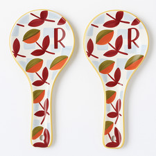Anthropologie Rest Spoon Ceramic Monogram Hand Painted R K
