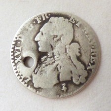 FRANCE, 1786 - KING LOUIS XVI, 1/10 ECU, .917 SILVER - FINE (DRILLED)