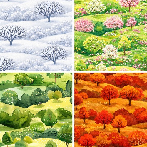 Seasonal pastures fabric 4 - fabric:,