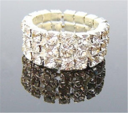 White gold tone row clear - white, 3