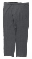 Marks and Spencer Mens Grey Wool Blend Regular 38x31 Dress Trousers