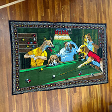 Dogs Playing Pool Tapestry Man