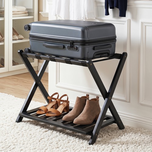 Tall luggage rack bamboo - cm,