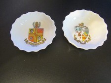 WH Goss Crested China pair crinkle edge pin trays matching Burslem Stoke Ritchie