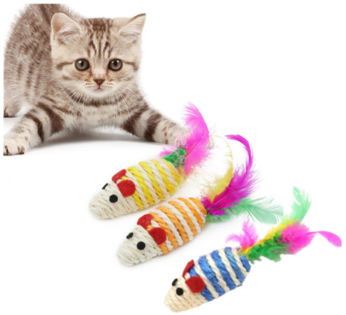 Cat kitten sisal toy feather - cat,