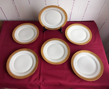 Limoges Theodore Haviland Double Gold Inlay Porcelain 6 Flat Plates
