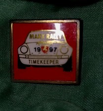 1997 Manx Rally timekeeper MARSHAL Pin Badge 32mm RARE find
