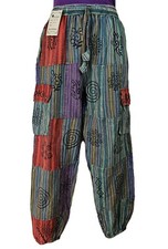 S-5XL Light Patchwork Casual Cotton Trousers Hippie Yoga Pants Festival HT30