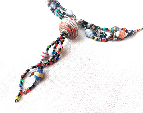 Pendant recycled paper bead - -,