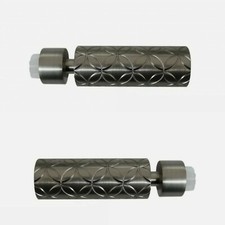 Curtain Pole Finials PAIR  ~ GoodHome ATHENS 19mm DIA. BRUSHED NICKEL PATTERNED 