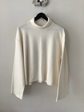 Ladies Zara Cream Ribbed Roll Neck Jumper Top, UK Size XL, Good Condition