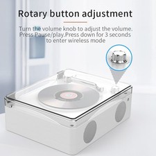 White Retro CD Player Multi Functional Music Player Rechargeable Home Speak HEN