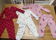 3 Pairs M&S Fleece Winter Pyjamas Girls  Age 3-4 Good Condition .