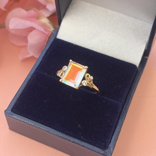 9ct gold mystic topaz real - &,