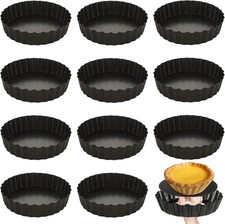 WOPPLXY 12 PCS 12cm Mini Tart Tins - 4.7 Inch Loose Bottom Tin Pie... 