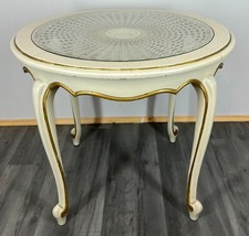 Shabby chic Coffee Table Round with glass top French Louis XIV LOT 3282