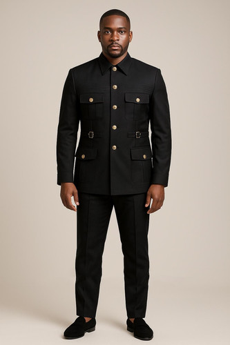 Outdoor black men suit - black, safari