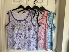 BonMarche Floral Vest Tops x 4, Black, Green, Purple, Coral Size M