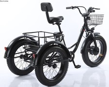 48V Electric Tricycle 140kg Capacity Cargo Adults 20" Electric Trike for Seniors
