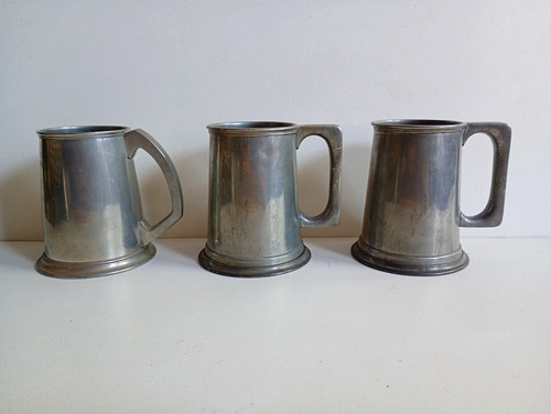 Vintage pewter tankards - 3,
