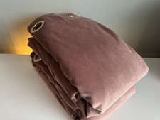 Made.com Large Blush Pink Julius  Gold Eyelets Fully Lined Velvet Curtains