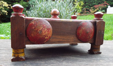 A LARGE 19th CENTURY ORIGINAL PAINTED  INDIAN WOODEN SPICE  BOX TREEN