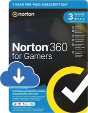 Norton 360 for Gamers Antivirus 2026 3 Device 1 Year 5 Min Email Delivery UK EU