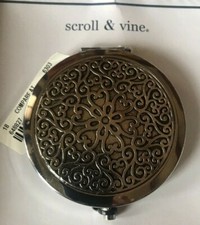 Scroll & Vine Nickel Free Brighton’s Look NIB womens gift compact  mirror silver
