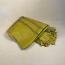 Wool Throw Sofa Blanket Lime Green Check Pattern 185x133cm Cover Rectangle