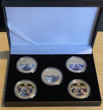 XMAS SET OF 5 BATMAN 24carat GOLD PLATED COMMEMORATIVE COINS BU IN DISPLAY BOX