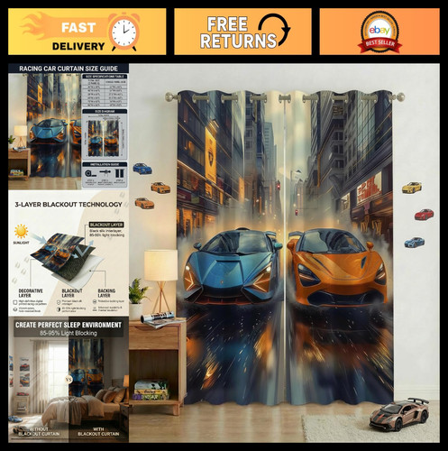 Racing car blackout curtains - racing,