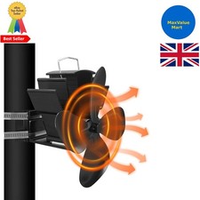 4 Blade Stove Fan Flue Pipe Fan Heat Powered for Wood Burner & Fireplace Silent